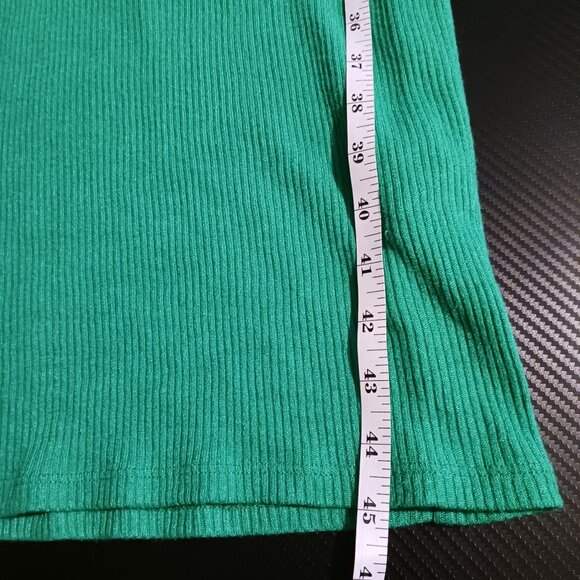 Zara Green LS Ribbed Cut-Out Stretch Midi Dress Size M Bodycon - Picture 13 of 13